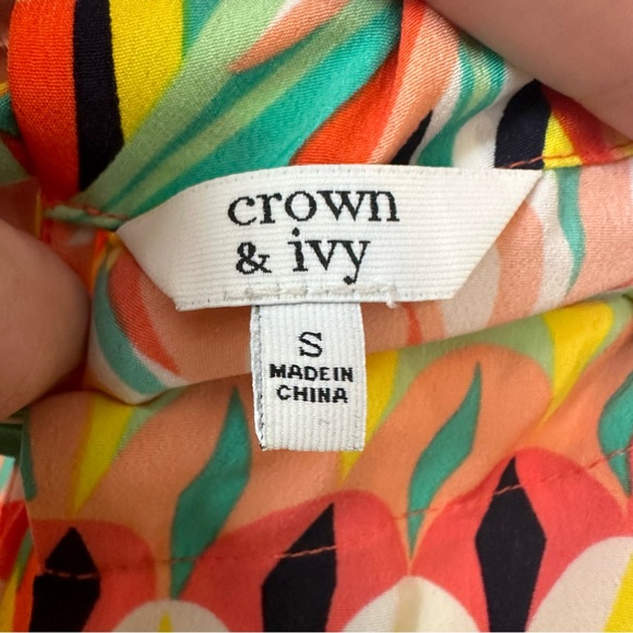Crown and Ivy Dress Womens S Orange Yellow Sleeveless Pineapple Summer Spring - Picture 7 of 8